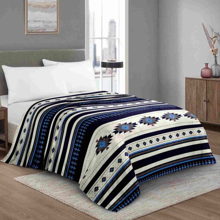 Native Design Fleece Blanket Blue White