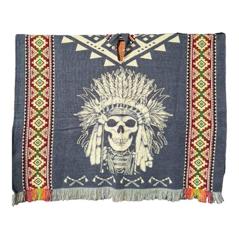 Alpaca Wool Poncho Grey With Native Style 1