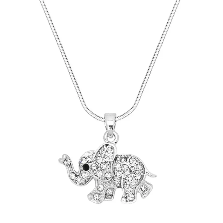 Elephant Necklace White Gold S1 Clear