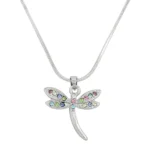 Dragonfly Necklace White Gold S2 Multi Color
