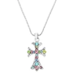 Cross Necklace White Gold S3 Multi Color