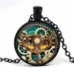 Stainless Steel Cab Black Punk Cat Necklace