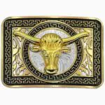 s12b square golden bull belt buckle