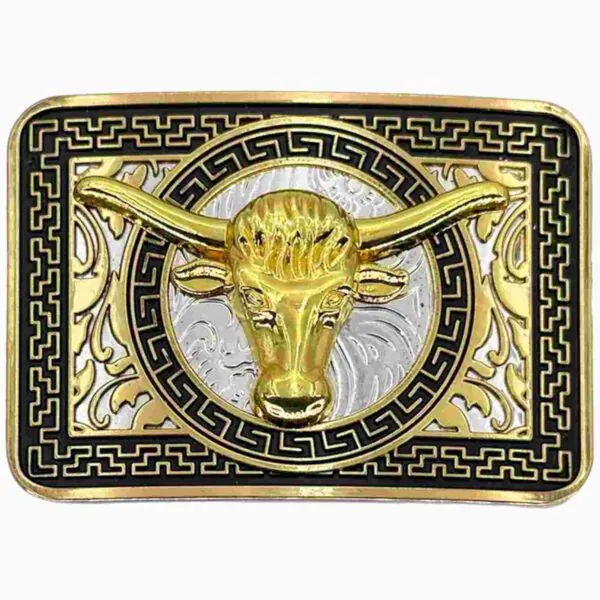 Western Belt Buckle Square Golden Bull S12B