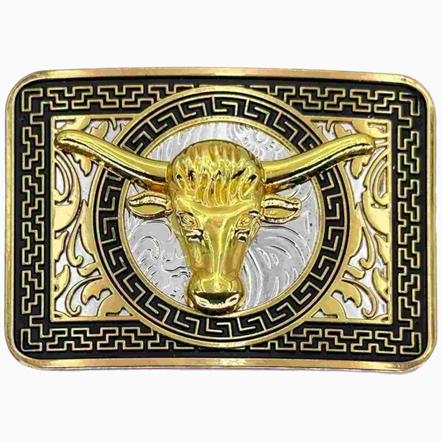 Western Belt Buckle Square Golden Bull S12B