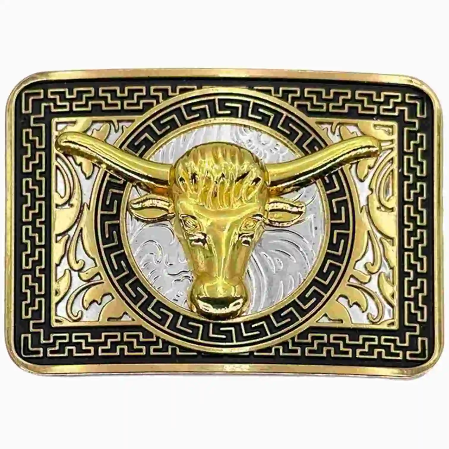 Western Belt Buckle Square Golden Bull S12B