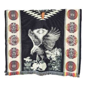 Alpaca Wool Poncho Black With Eagle Style 3