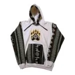 Alpaca Wool Hoodie Native Print with Bear Paw White Medium 1