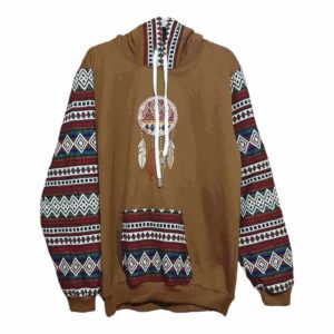 Alpaca Wool Hoodie Native Print with Dream Catcher Gold X-Large 1