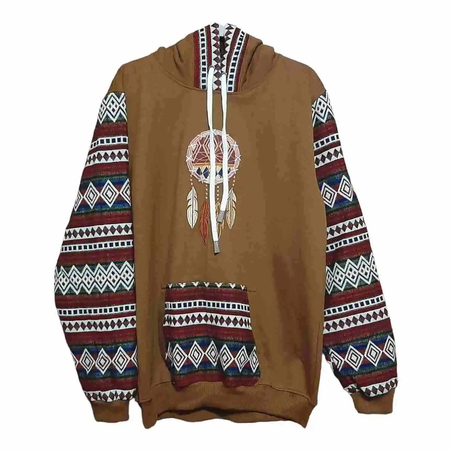 Alpaca Wool Hoodie Native Print with Dream Catcher Gold X-Large 1