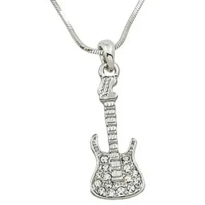 Guitar Necklace White Gold S1 Clear