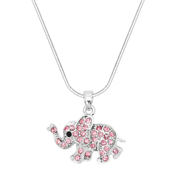 Elephant Necklace White Gold S1 Pink