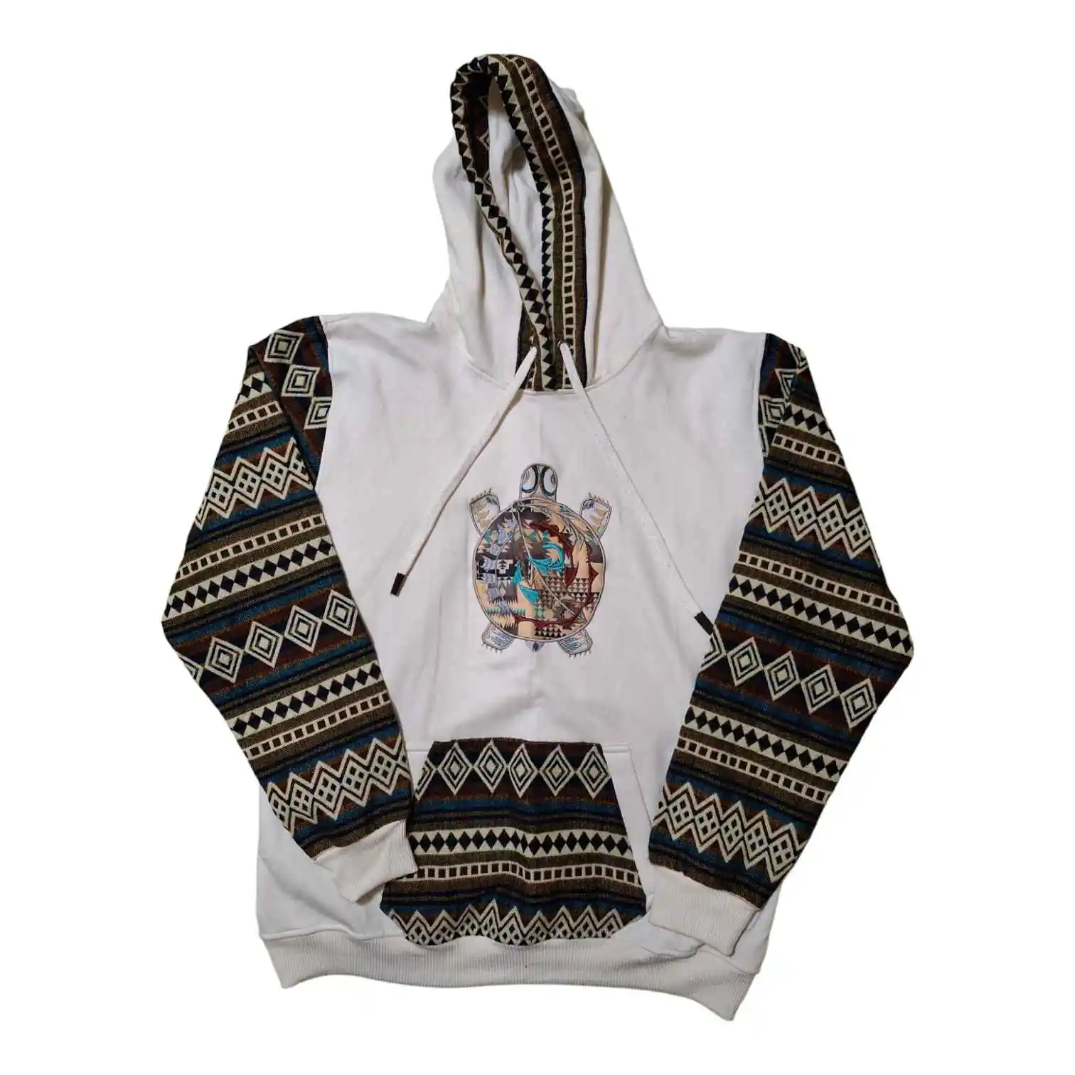 Alpaca Wool Hoodie Native Print with Turtle X-Large 1