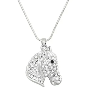Horse Necklace White Gold S3 Clear
