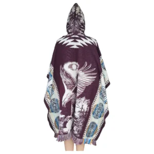 Alpaca Wool Poncho Purple With Eagle Style 1