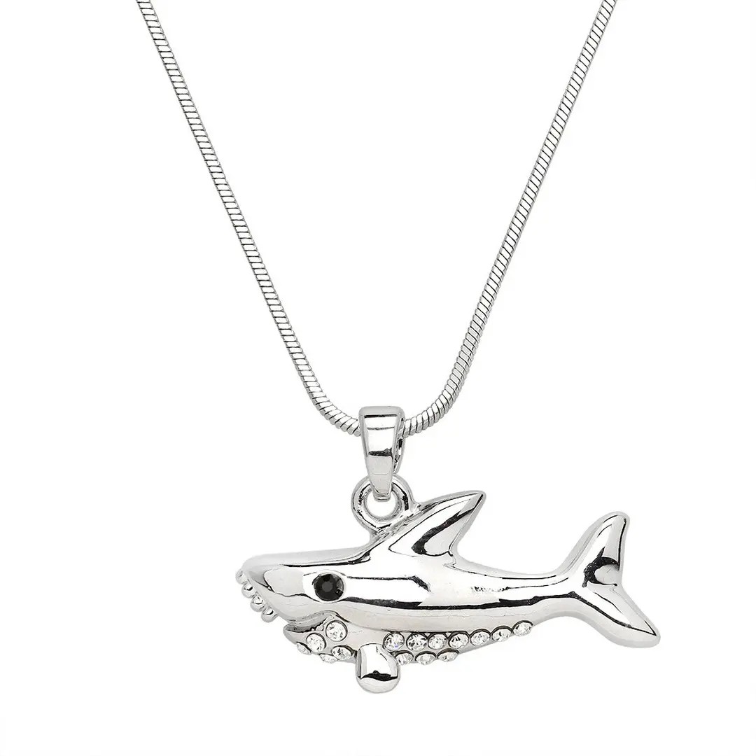 Shark Necklace White Gold S1 Clear