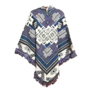 Ecuador Poncho Geometric Diamond Dark Grey White Grey