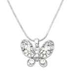 Butterfly Necklace White Gold S2 Clear
