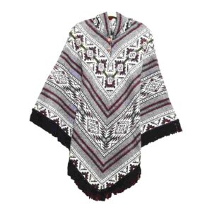 Ecuador Poncho Geometric Diamond Grey White Black 1