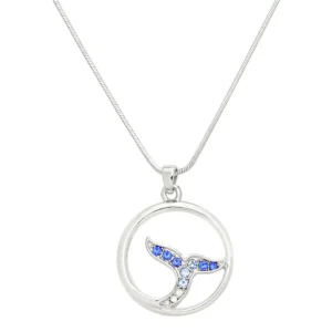 Whale Necklace White Gold 1Blue