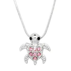 Turtle Necklace White Gold S4 Pink