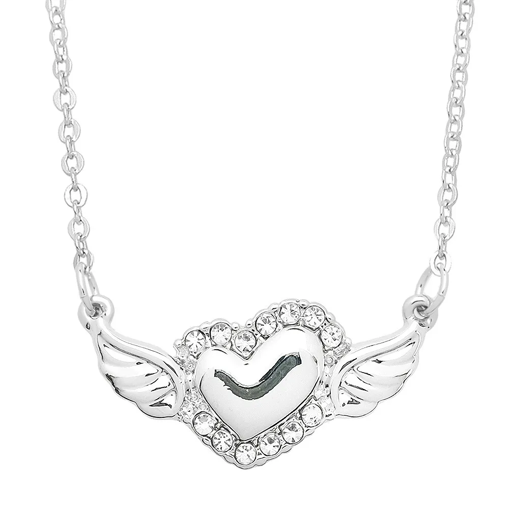 Heart Necklace White Gold S1 Clear