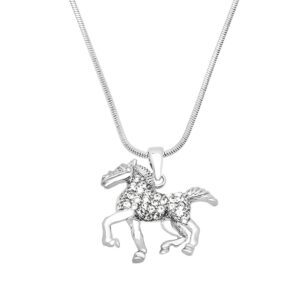 Horse Necklace White Gold S1 Clear