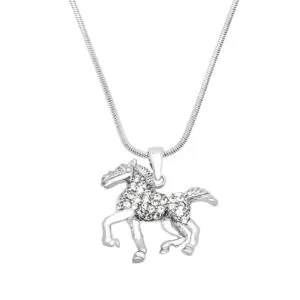 Horse Necklace White Gold S1 Clear
