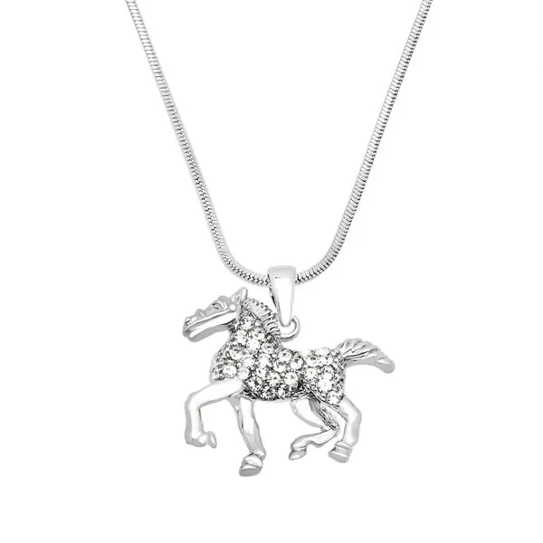 Horse Necklace White Gold S1 Clear