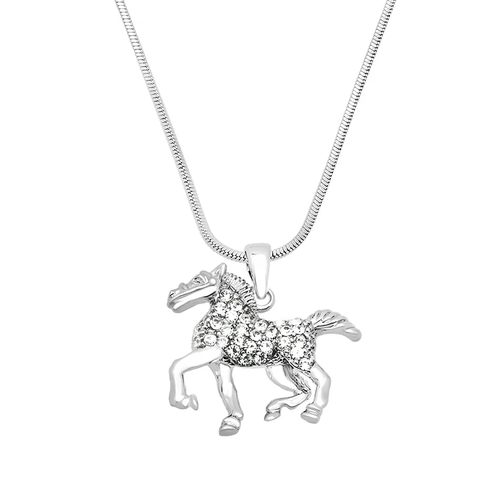 Horse Necklace White Gold S1 Clear