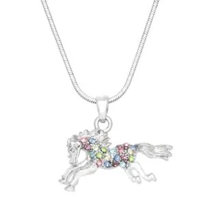 Horse Necklace White Gold S6 Multi Color