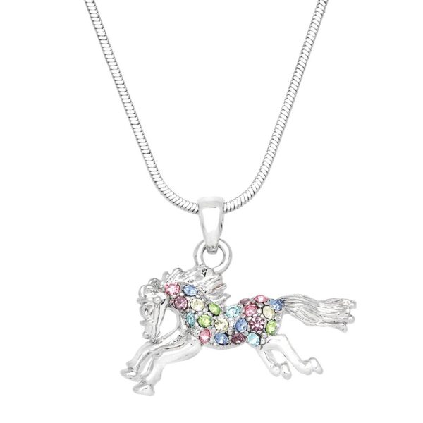 Horse Necklace White Gold S6 Multi Color