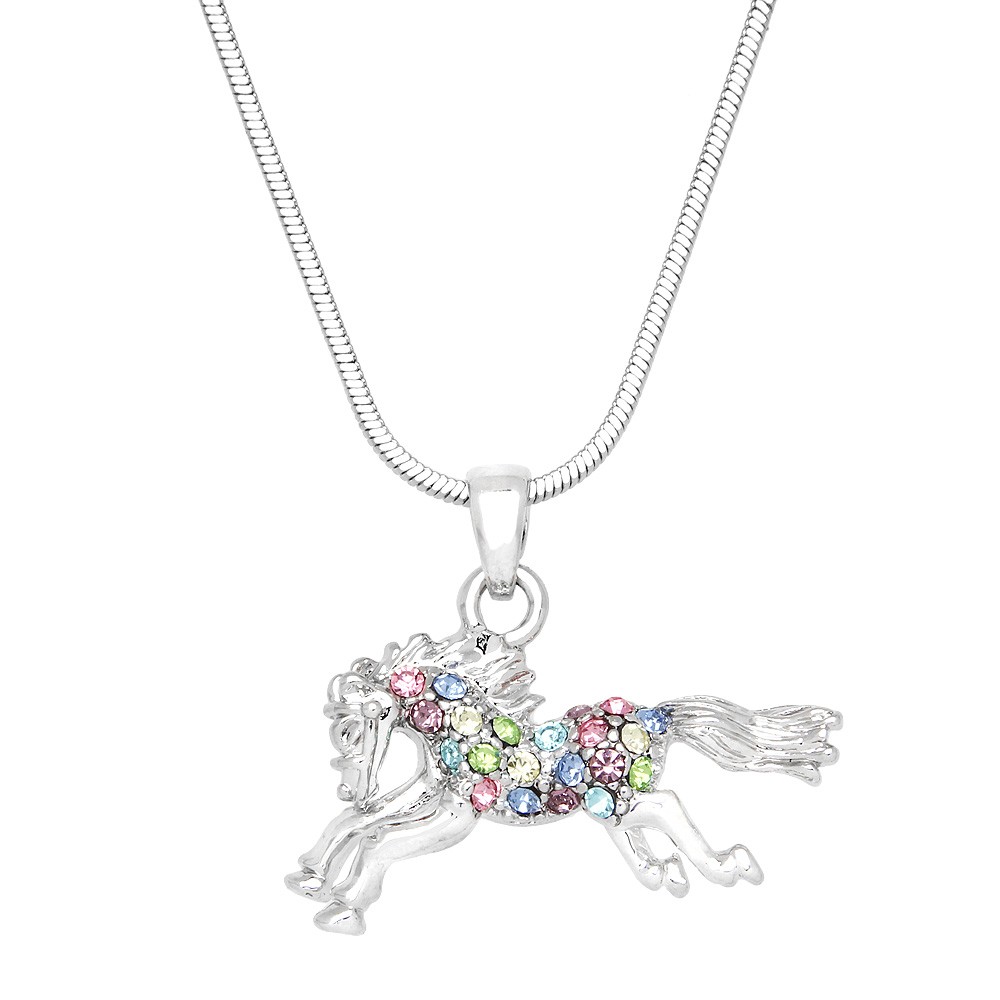 Horse Necklace White Gold S6 Multi Color
