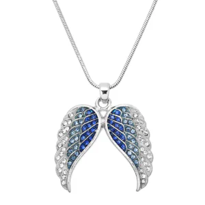 Wing Necklace White Gold S1 Blue