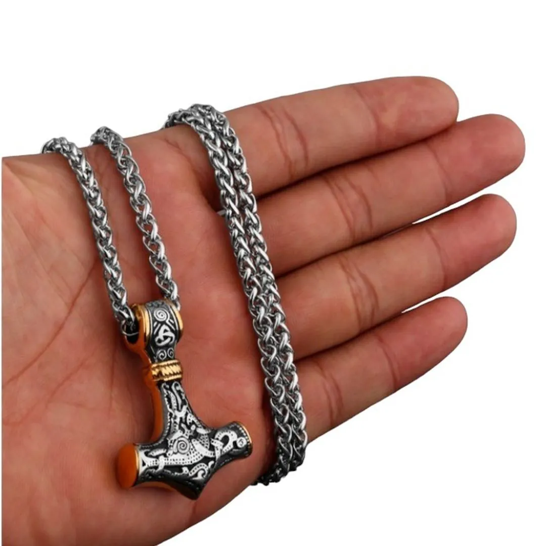 Thor Hammer Stainless Steel Necklace 8 Gold