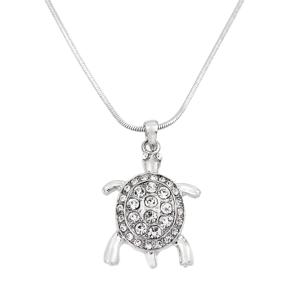 Turtle Necklace White Gold S2 Clear