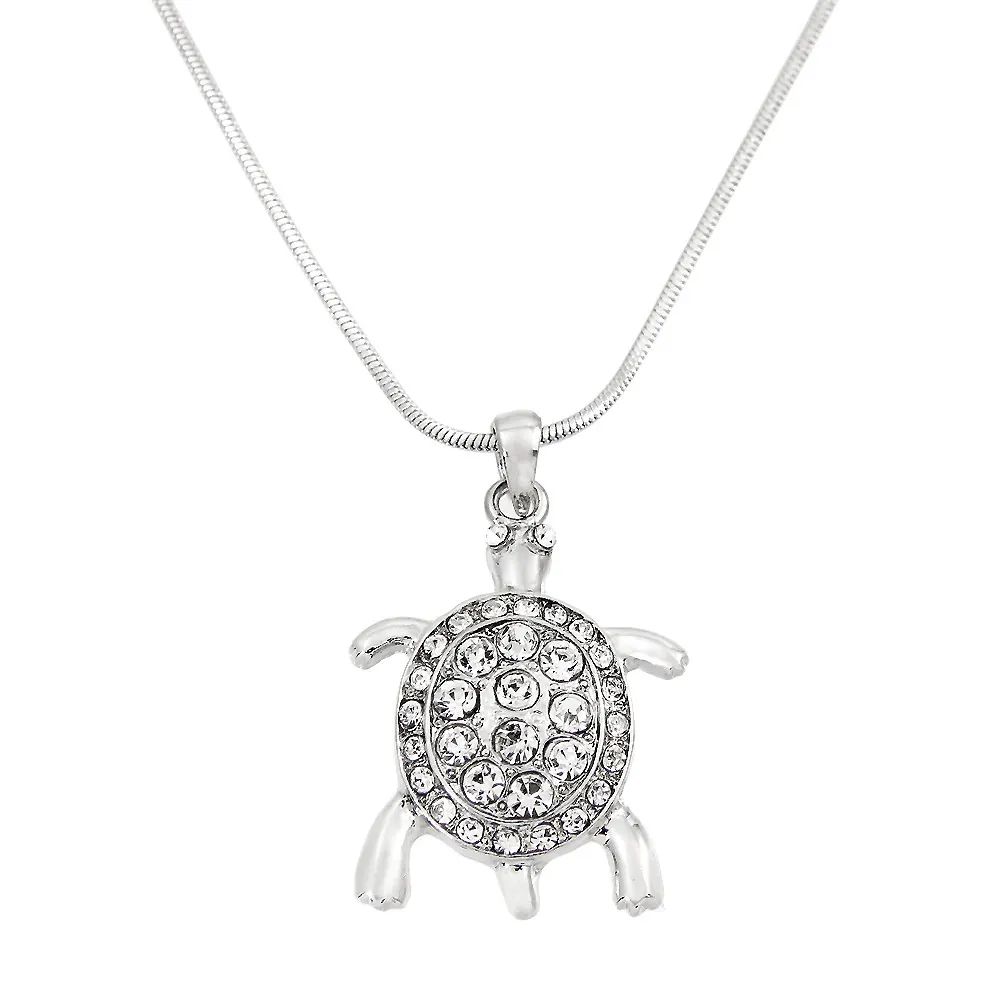 Turtle Necklace White Gold S2 Clear
