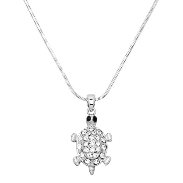 Turtle Necklace White Gold S6 Clear