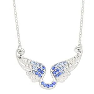 Wing Necklace White Gold S2 Blue