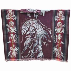 Alpaca Wool Poncho Burgundy With Scream Style