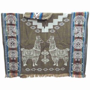 Alpaca Wool Poncho Golden With Alpaca Style2