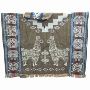 Alpaca Wool Poncho Golden With Alpaca Style2