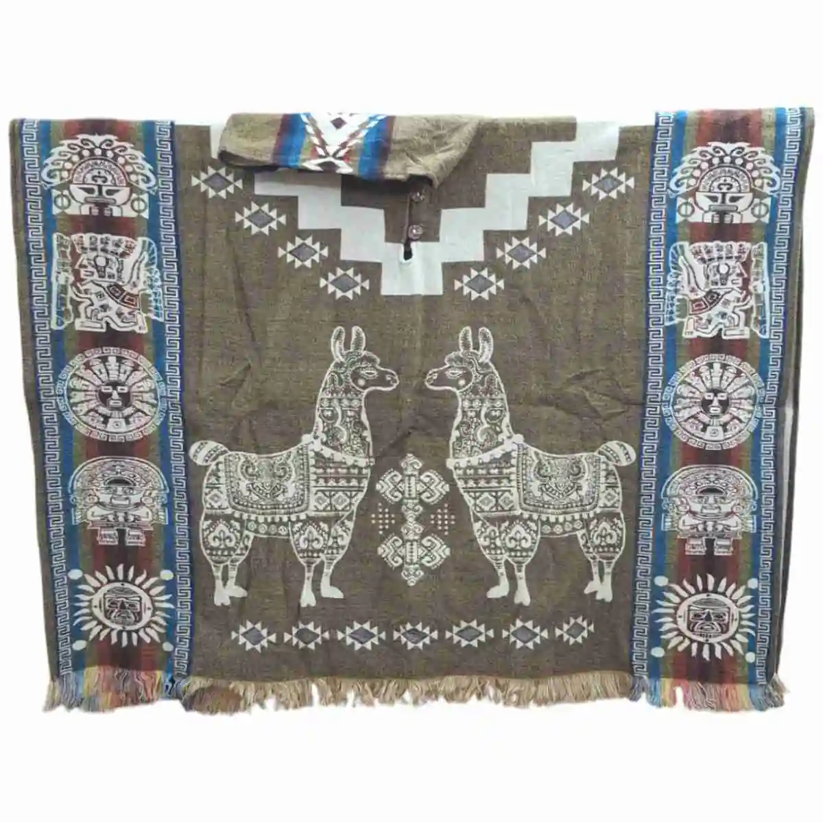 Alpaca Wool Poncho Golden With Alpaca Style2