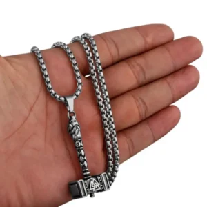 thor hammer stainless steel necklace 3 silver krazy bear