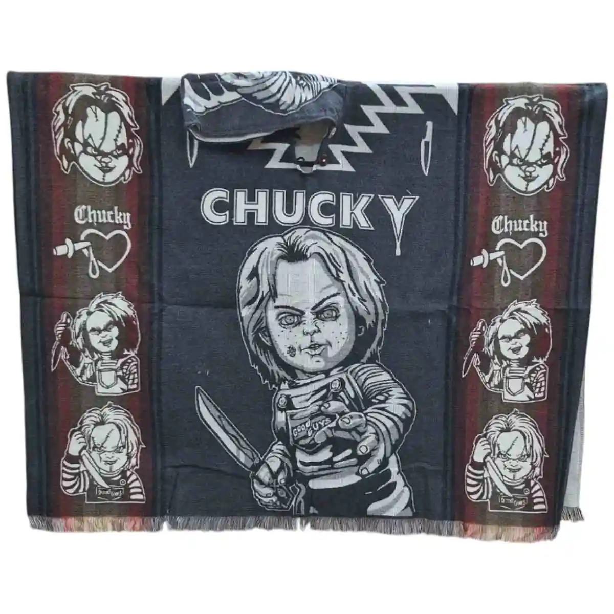 Alpaca Wool Poncho Black With Chucky Style