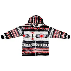 Super Soft Fleece Jacket - Red Black - Native Aztec