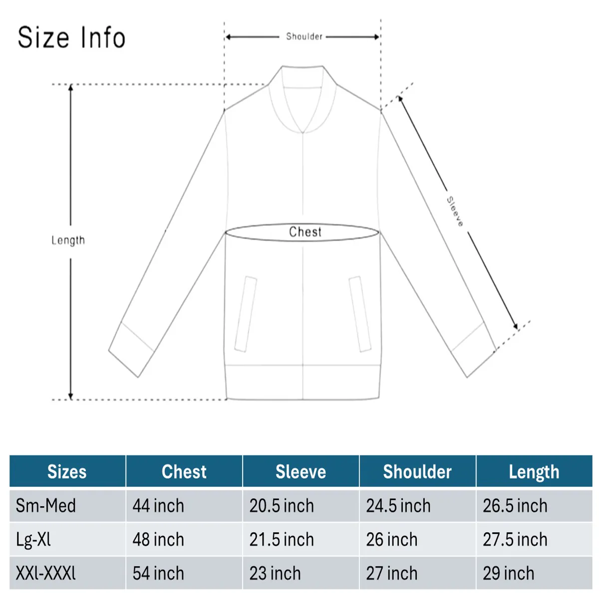 fleece jacket sizing