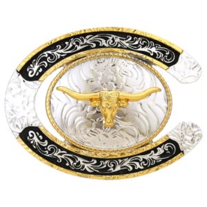 Longhorn Silver and Black Horseshoe Buckle 1