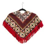 Alpaca Wool Kid's Poncho Red and White2