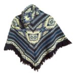 Alpaca Wool Kid's Poncho Light Grey and Black